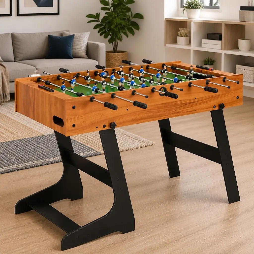 Foosball Table MDF 121cm Brown Indoor Game Room Soccer