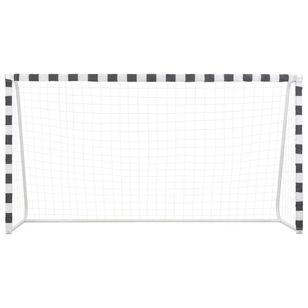 Soccer Goal Metal Frame 300x160x90 cm Weather Resistant White and Black