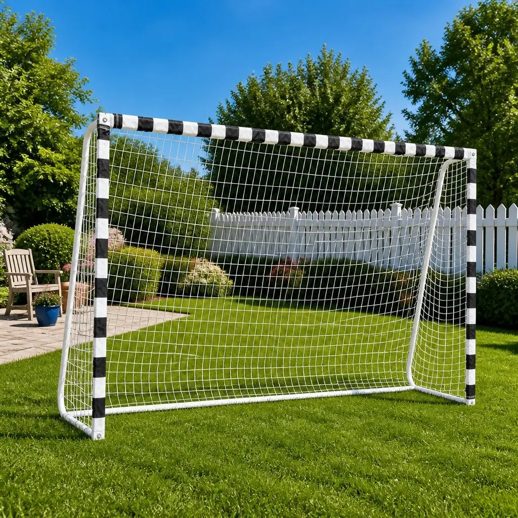 Soccer Goal Metal Frame 300x200x90 cm White Outdoor Garden Training Playing