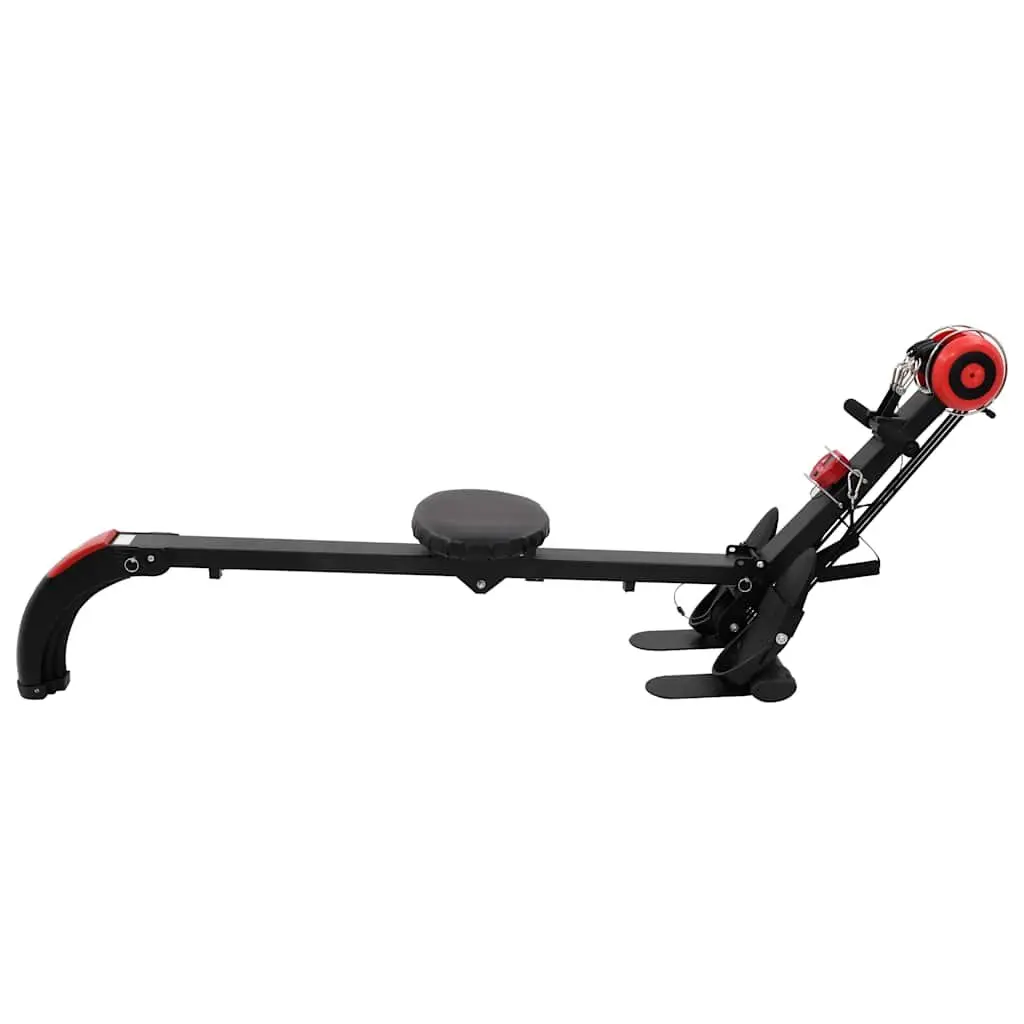 Folding Rowing Machine Steel Adjustable Resistance Black