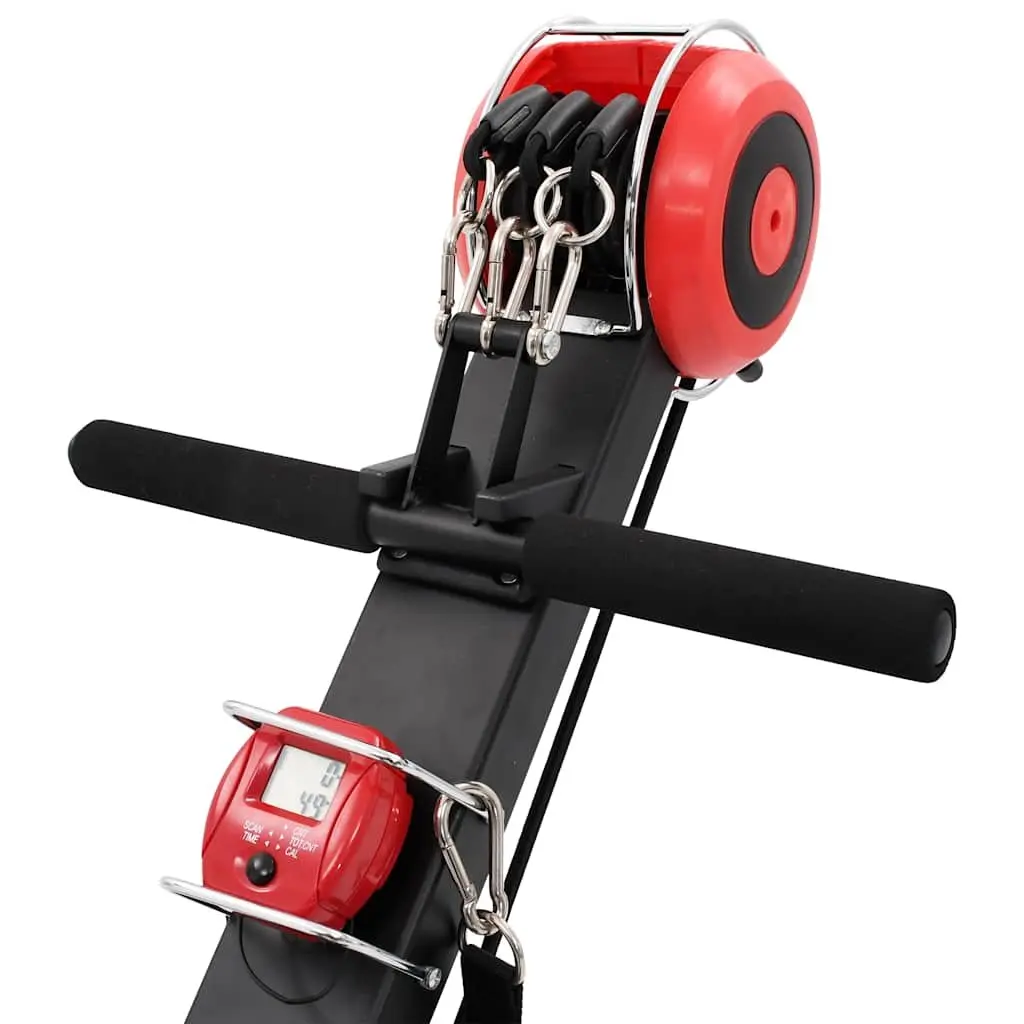 Folding Rowing Machine Steel Adjustable Resistance Black