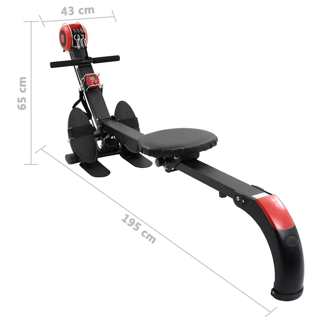 Folding Rowing Machine Steel Adjustable Resistance Black