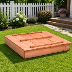 Wooden Sandbox for Gardens 95x90x15cm with Benches