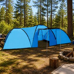 Practical 8 Person Camping Tent for Family and Group Use Blue 650x240x190cm