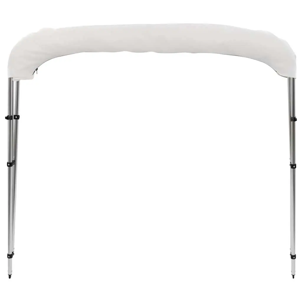 Boat Bimini Top 3 Bow Canopy Adjustable Width 185 to 198 cm White Polyester with PU Coating Marine Protection