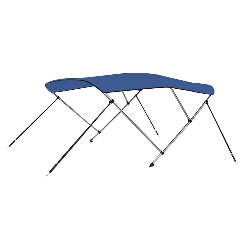 Boat Bimini Top 3 Bow Frame Canopy Adjustable Width Marine Blue 137 cm Height Polyester PU Coating Anodized Aluminium Frame