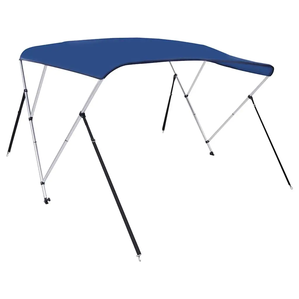 Boat Bimini Top 3 Bow Frame Canopy Adjustable Width Marine Blue 137 cm Height Polyester PU Coating Anodized Aluminium Frame