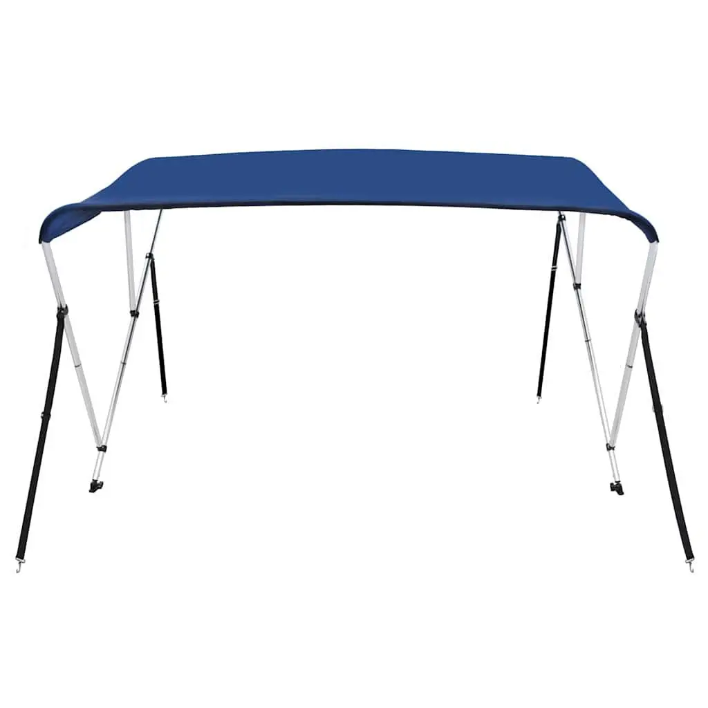 Boat Bimini Top 3 Bow Frame Canopy Adjustable Width Marine Blue 137 cm Height Polyester PU Coating Anodized Aluminium Frame
