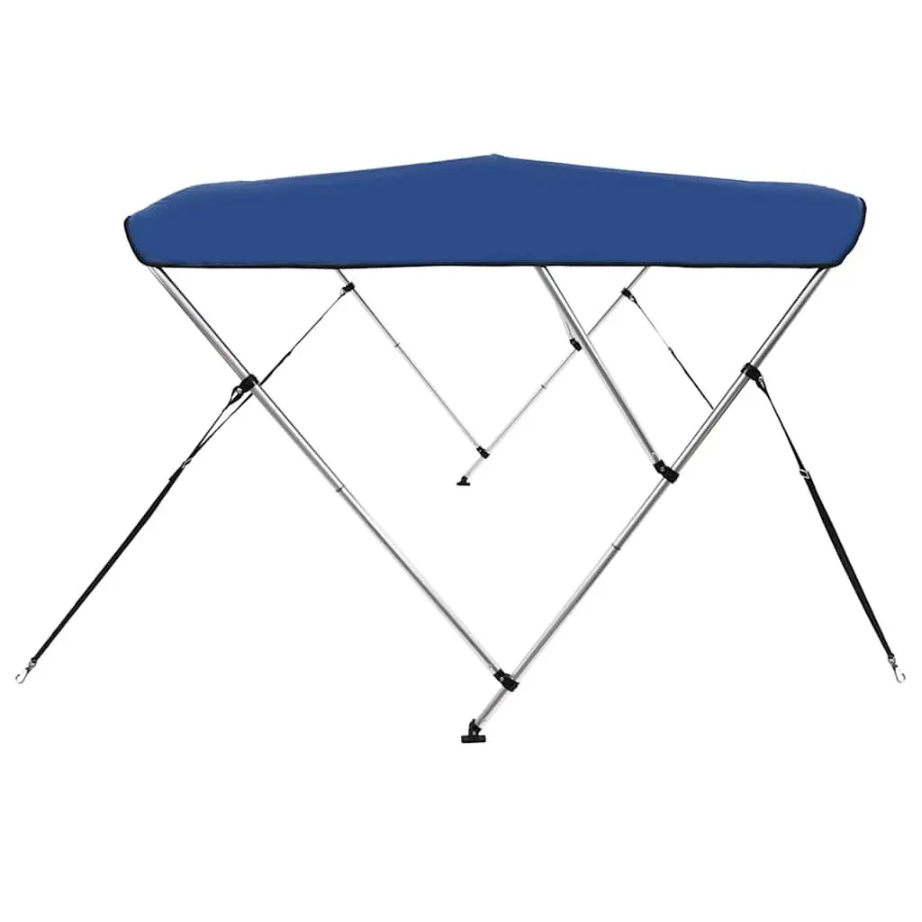 Boat Bimini Top 3 Bow Frame Canopy Adjustable Width Marine Blue 137 cm Height Polyester PU Coating Anodized Aluminium Frame