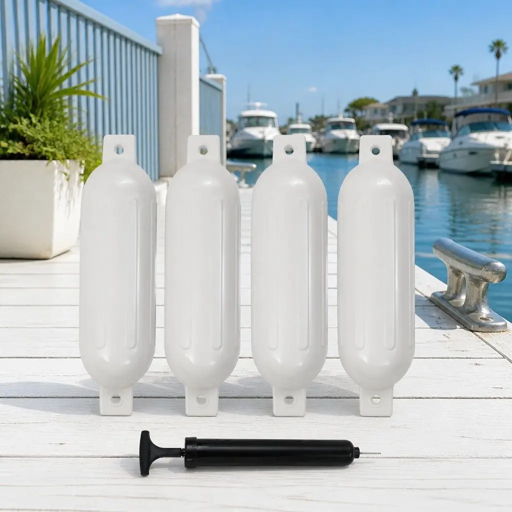 Boat Fenders Inflatable PVC 51x14 cm White 4 Piece Mooring Protection