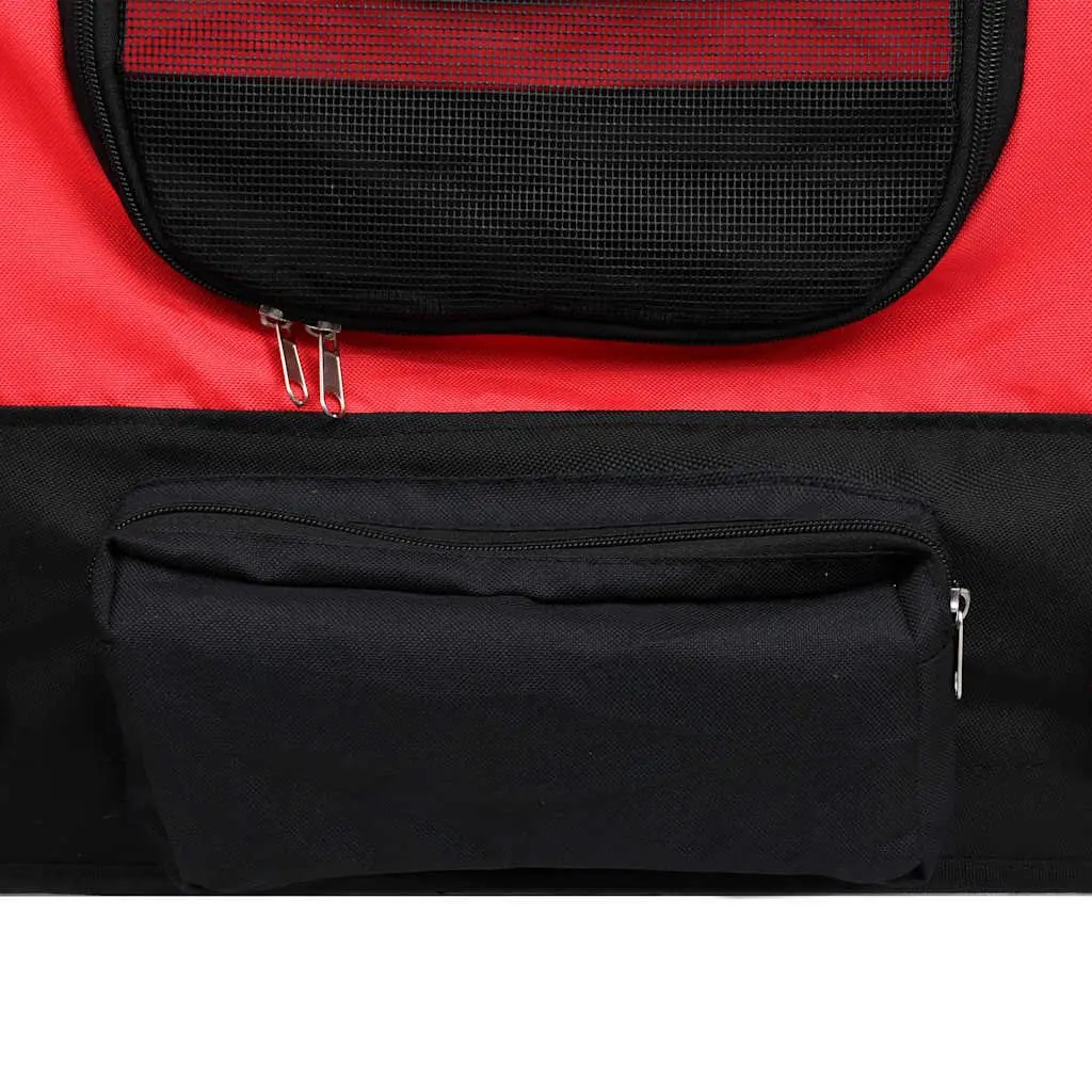 2in1DogCartPetBikeTrailerJoggingStrollerRedBlackDurableSteelFrameOxfordFabricMeshWindowsSwivelWheelSuspensionSystem
