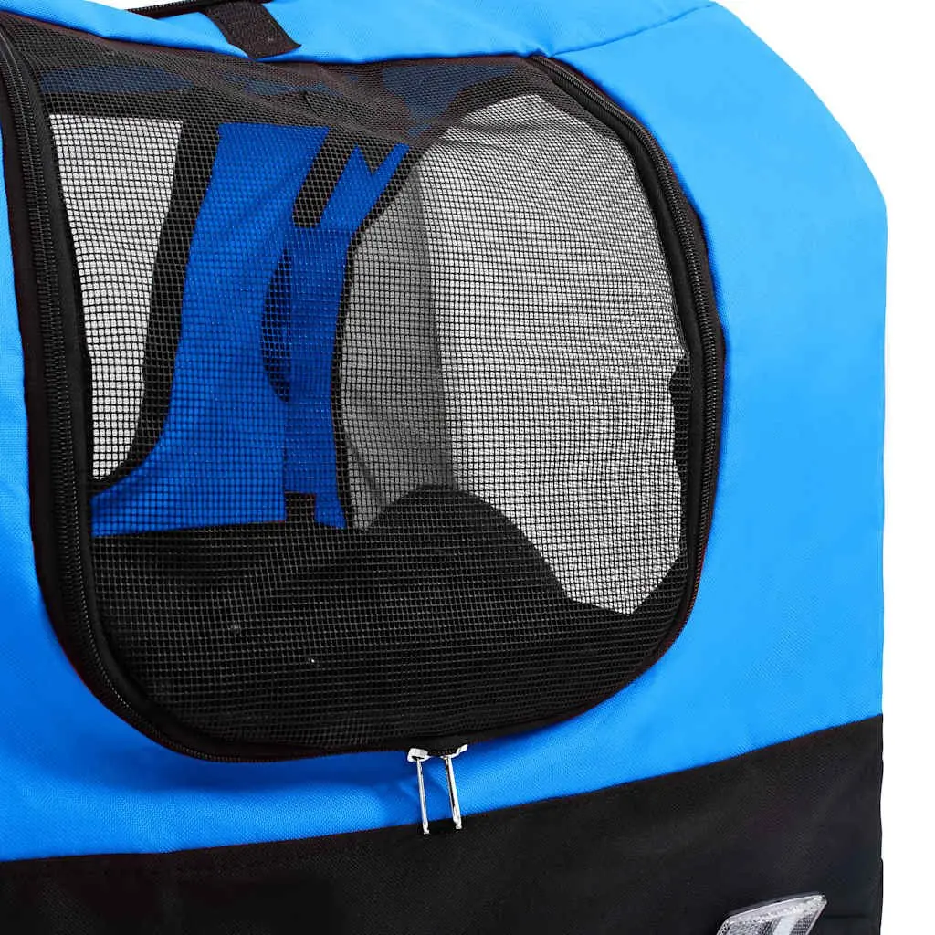 Pet Bike Trailer Jogging Stroller Blue Black 2 in 1 Steel Oxford Construction