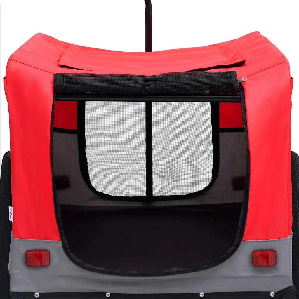 Pet Bike Trailer Jogging Stroller Steel Oxford 2-in-1 Red Grey