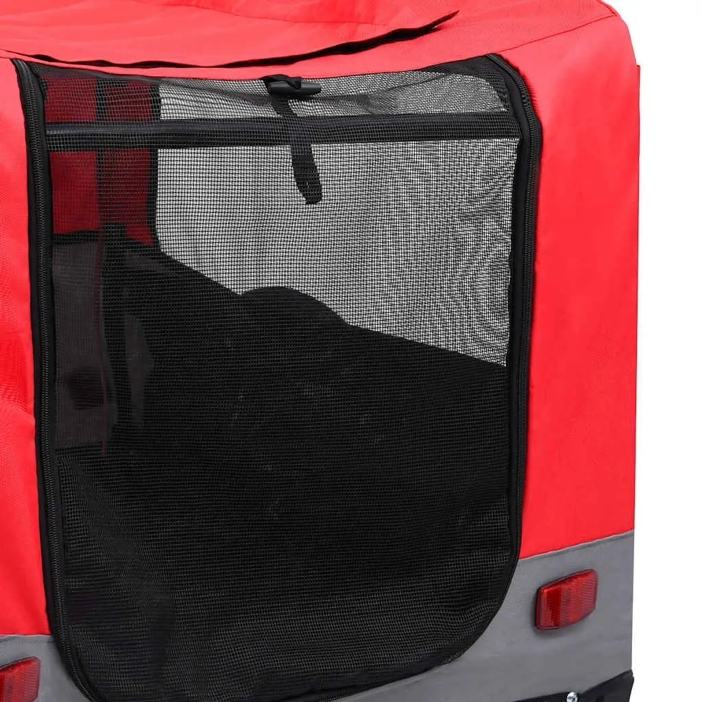 Pet Bike Trailer Jogging Stroller Steel Oxford 2-in-1 Red Grey