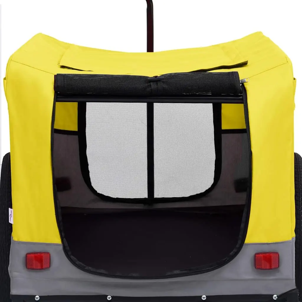 2-in-1 Pet Bike Trailer Jogging Stroller Dogs Cats Yellow Grey Suspension