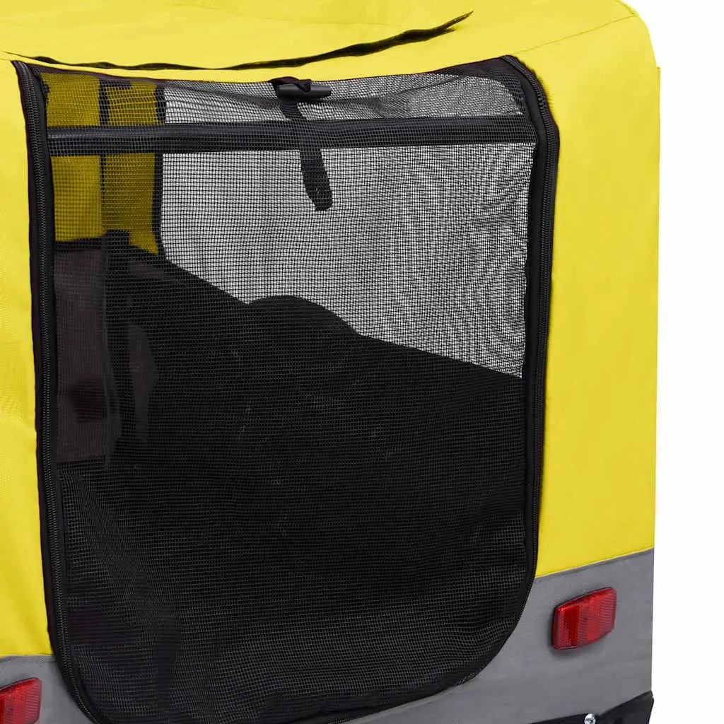 2-in-1 Pet Bike Trailer Jogging Stroller Dogs Cats Yellow Grey Suspension
