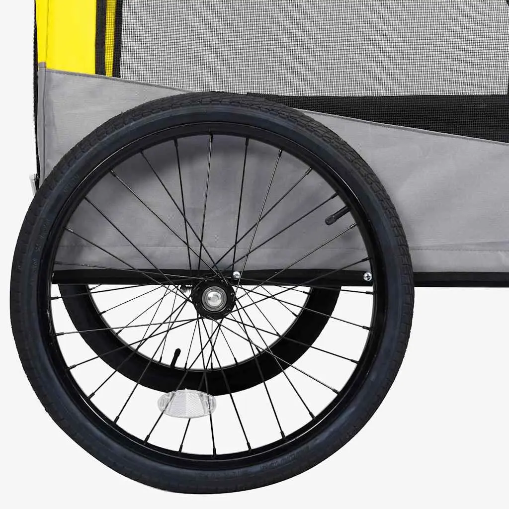 2-in-1 Pet Bike Trailer Jogging Stroller Dogs Cats Yellow Grey Suspension