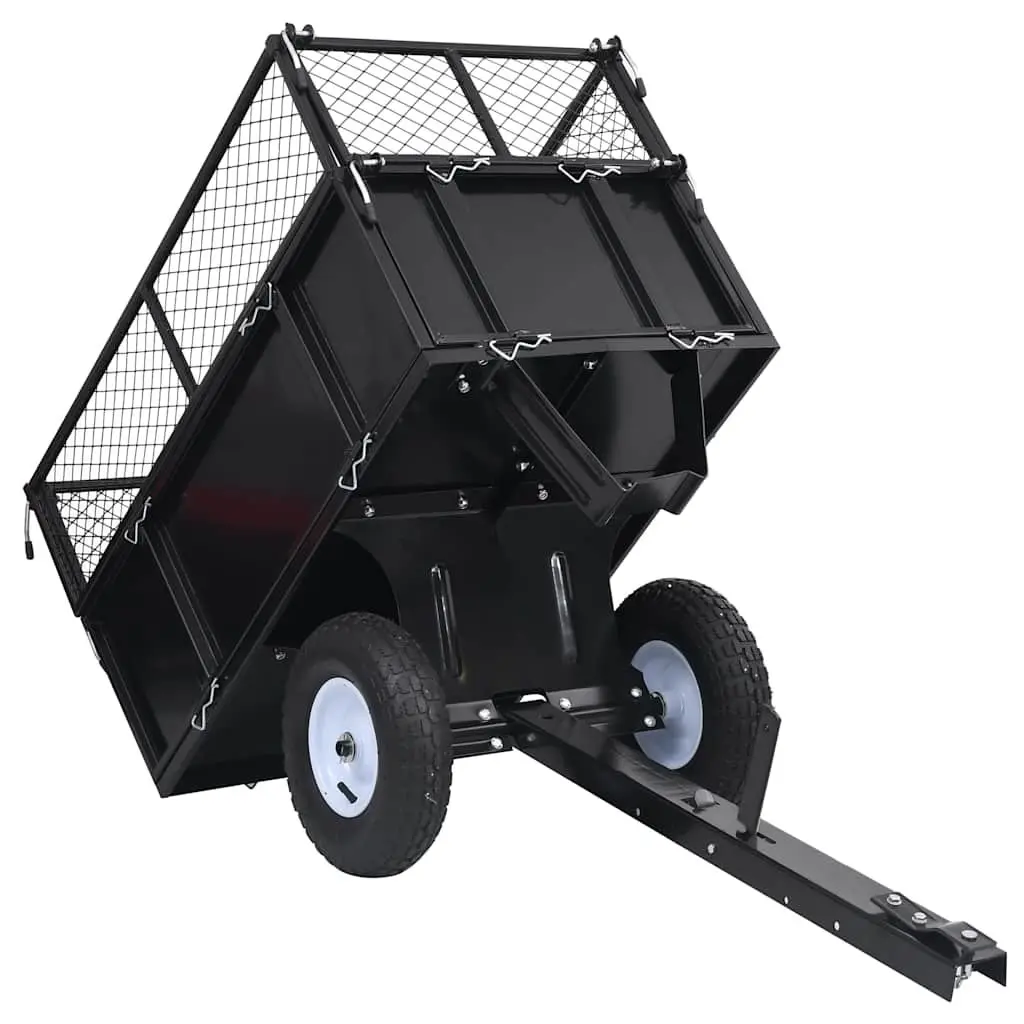 Tipping Trailer for Lawn Mower Adjustable Height 150 kg Load Capacity Garden Trolley