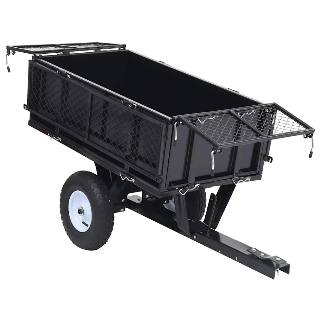 Tipping Trailer for Lawn Mower Adjustable Height 150 kg Load Capacity Garden Trolley