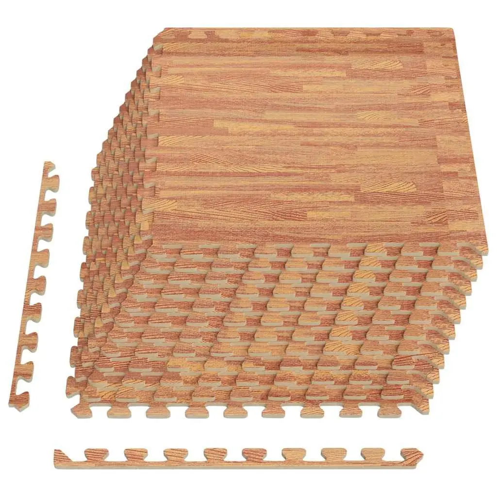 Exercise Floor Mats 12 pcs Wood Grain Pattern EVA Foam Puzzle Tiles 4.32 m²