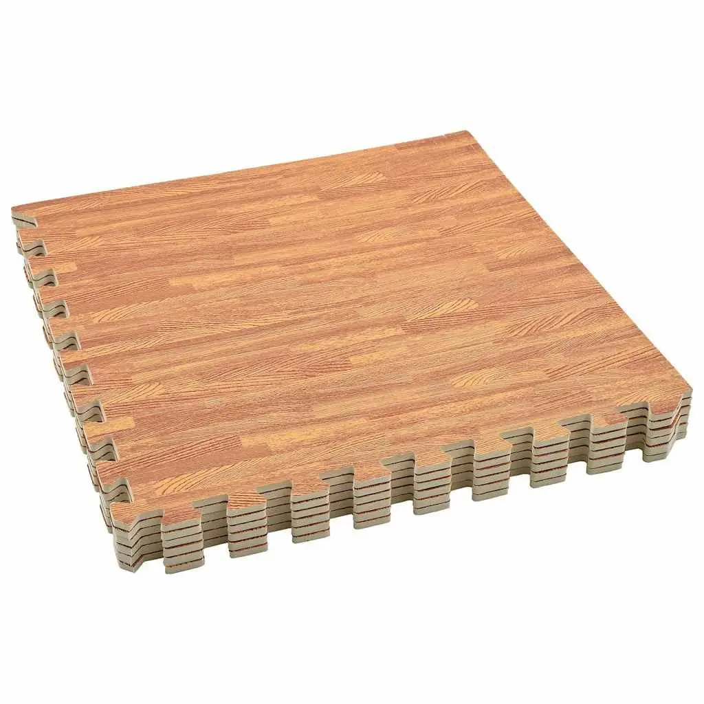 Exercise Floor Mats 12 pcs Wood Grain Pattern EVA Foam Puzzle Tiles 4.32 m²
