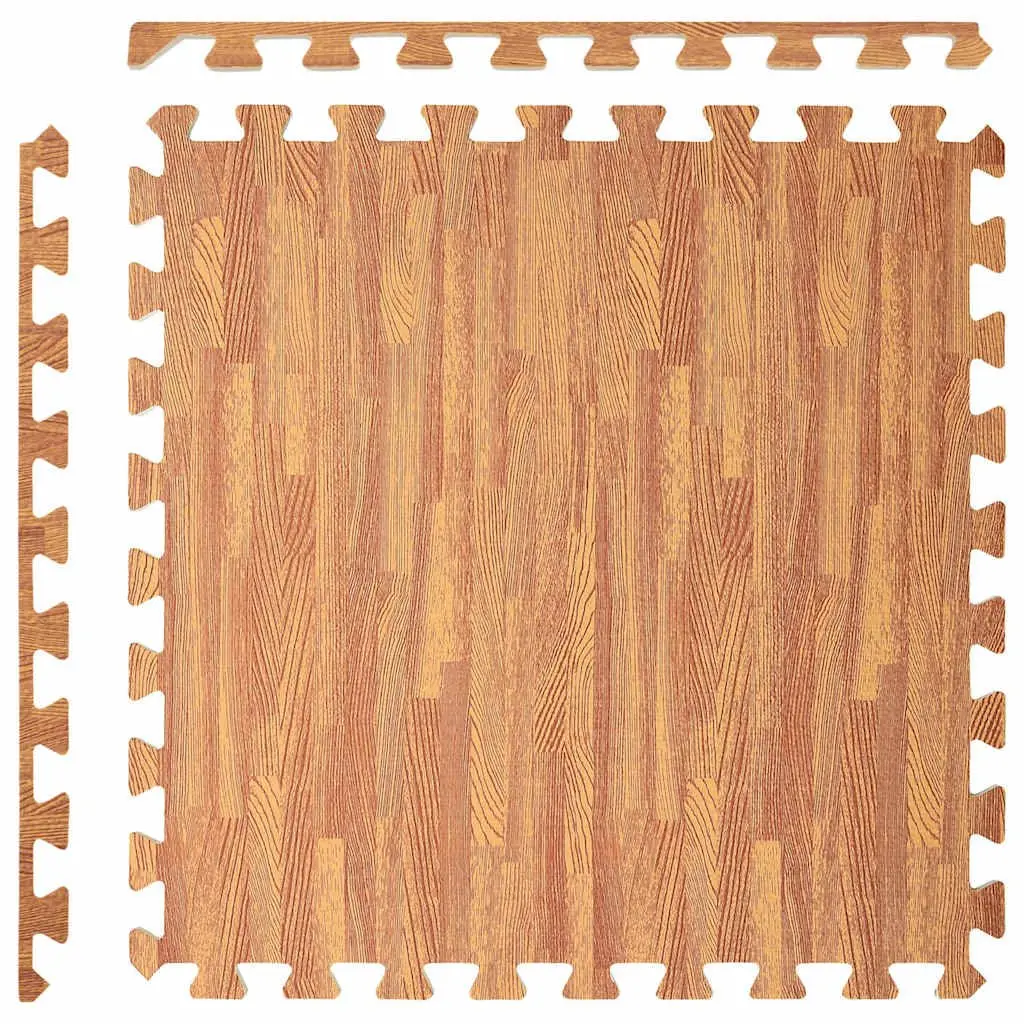 Exercise Floor Mats 12 pcs Wood Grain Pattern EVA Foam Puzzle Tiles 4.32 m²