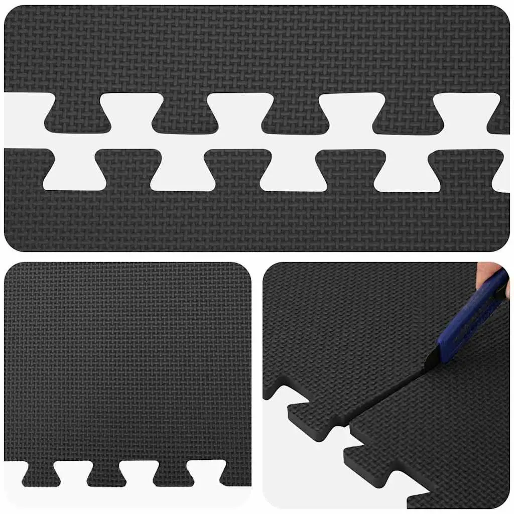 Exercise Floor Mats EVA Foam 6 Piece Interlocking Puzzle Black