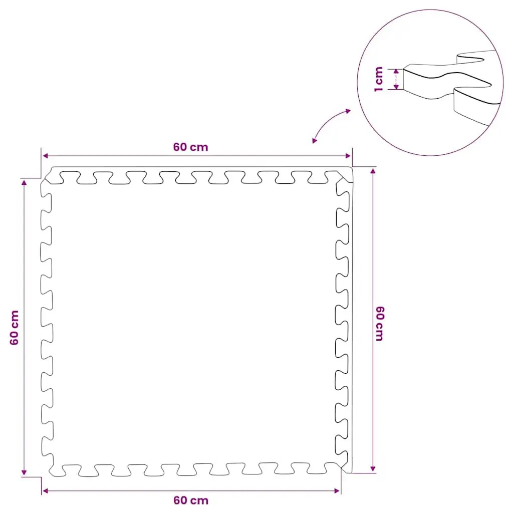 Exercise Floor Mats EVA Foam 6 Piece Interlocking Puzzle Black