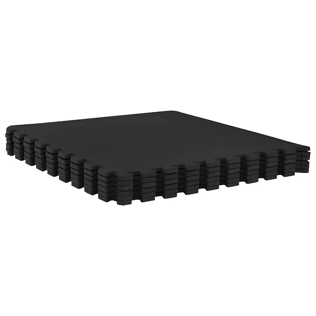 Exercise Floor Mats EVA Foam Interlocking 24 Piece Black