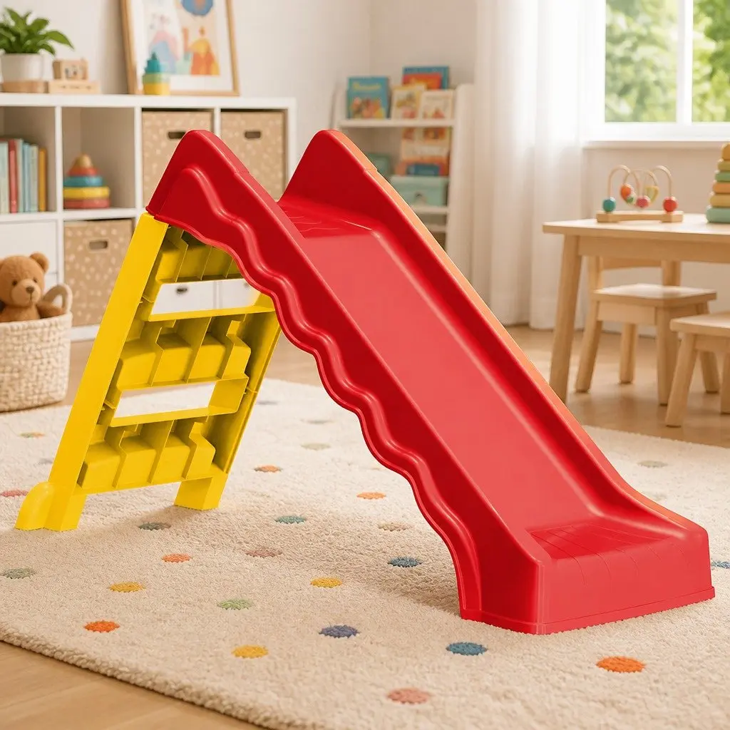 Foldable Slide Indoor Outdoor Play Equipment UV Weather Resistant Plastic Red Yellow Multicolour