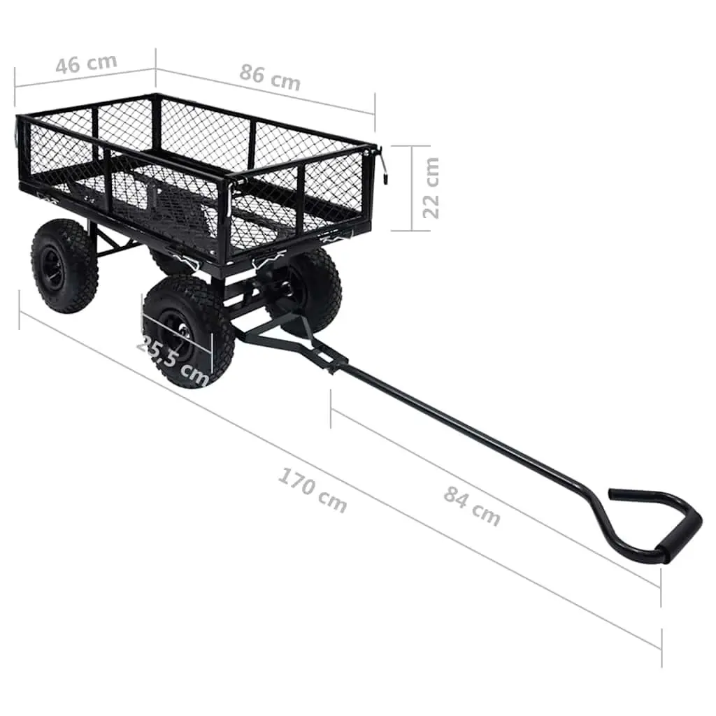 Garden Hand Trolley Heavy-Duty Steel 250kg Load Capacity Black Pneumatic Wheels