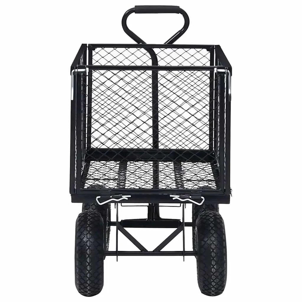 Heavy Duty Steel Garden Cart Black Pneumatic Wheels 350kg Load Capacity
