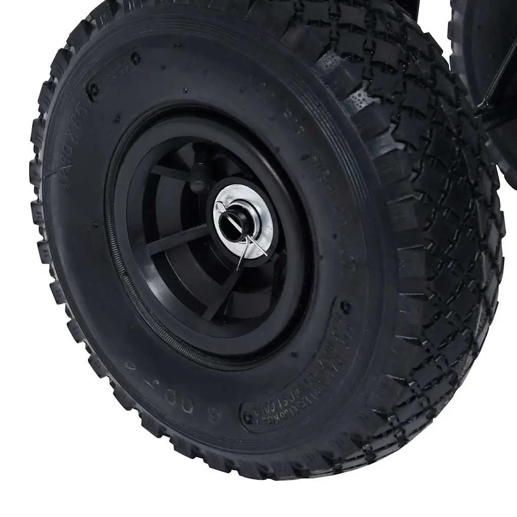 Heavy Duty Steel Garden Cart Black Pneumatic Wheels 350kg Load Capacity