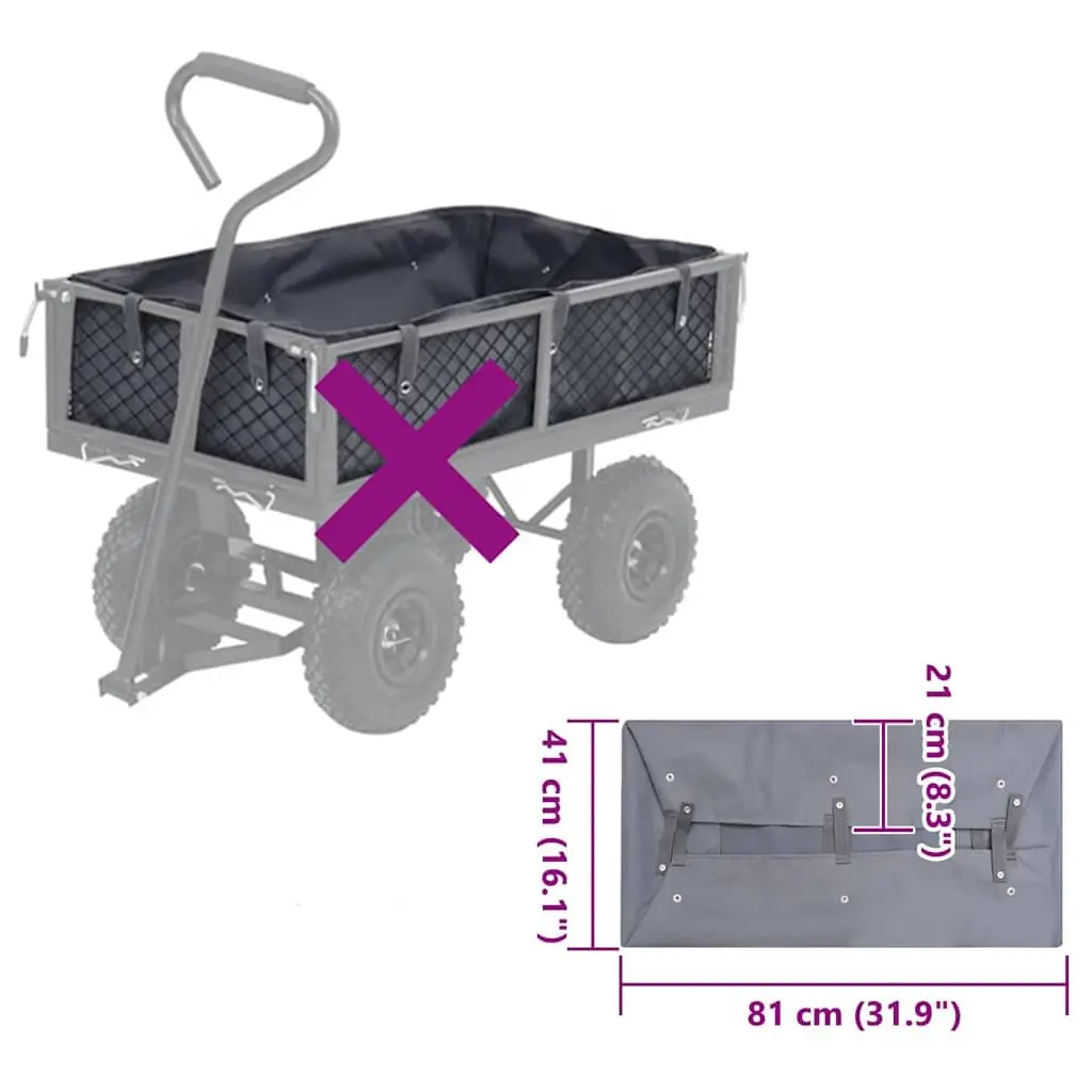 Utility Wagon Liner Durable Polyester Grey 81x41x21cm Weather-Resistant Fabric