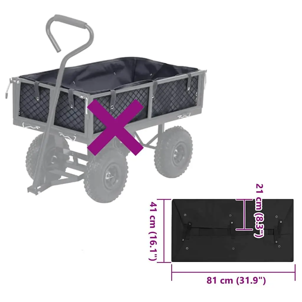 Garden Cart Fabric Insert Black 81x41x21cm Durable Polyester Weather Resistant Utility Wagon Liner