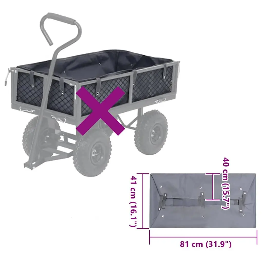 Garden Cart Liner Weather-Resistant Polyester 81x41x40cm Grey