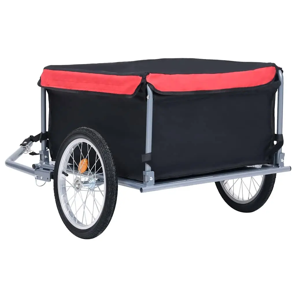 Bike Trailer Steel Frame Foldable Cargo Accessory Black 65kg Load Capacity