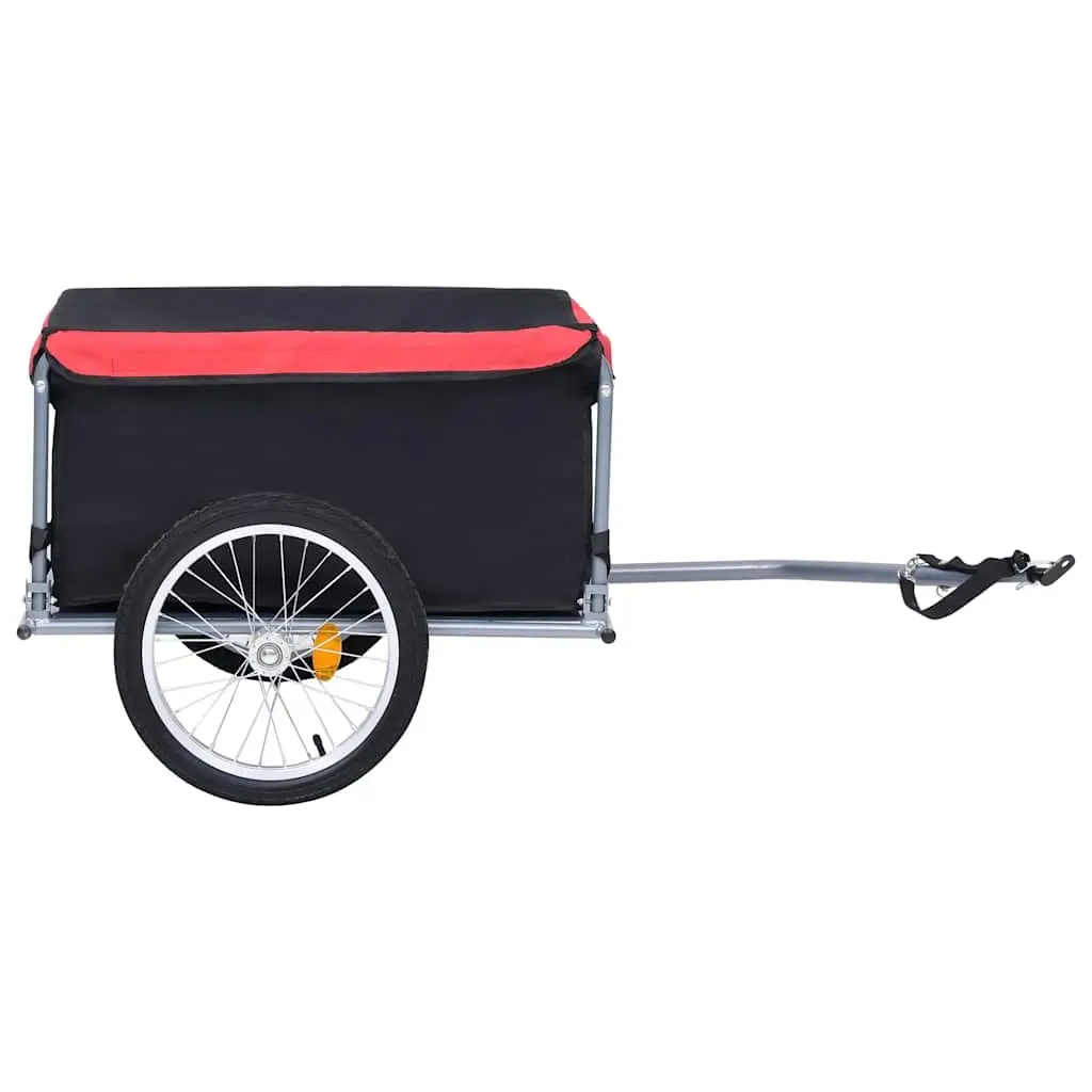 Bike Trailer Steel Frame Foldable Cargo Accessory Black 65kg Load Capacity