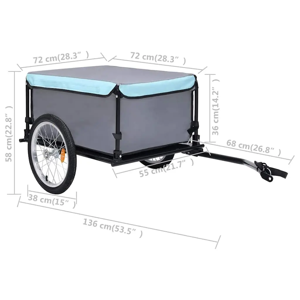 Bicycle Trailer Steel Frame Foldable Grey