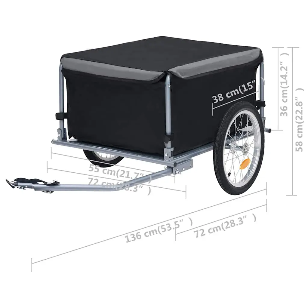 Bike Trailer Foldable Steel Frame Cargo for Commuting and Touring 65kg Capacity Grey