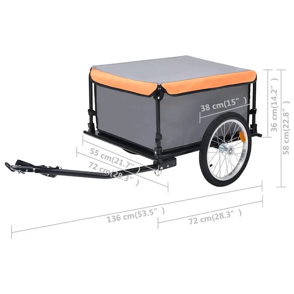 Bike Trailer Steel Frame Foldable Grey