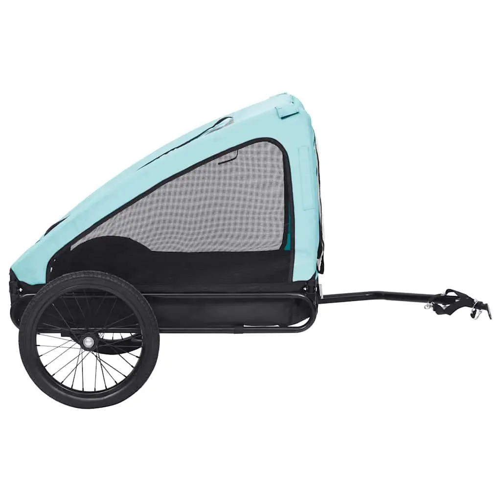 Pet Bike Trailer Blue Dog Cat Carrier Mesh Windows Folding Quick Release Hitch