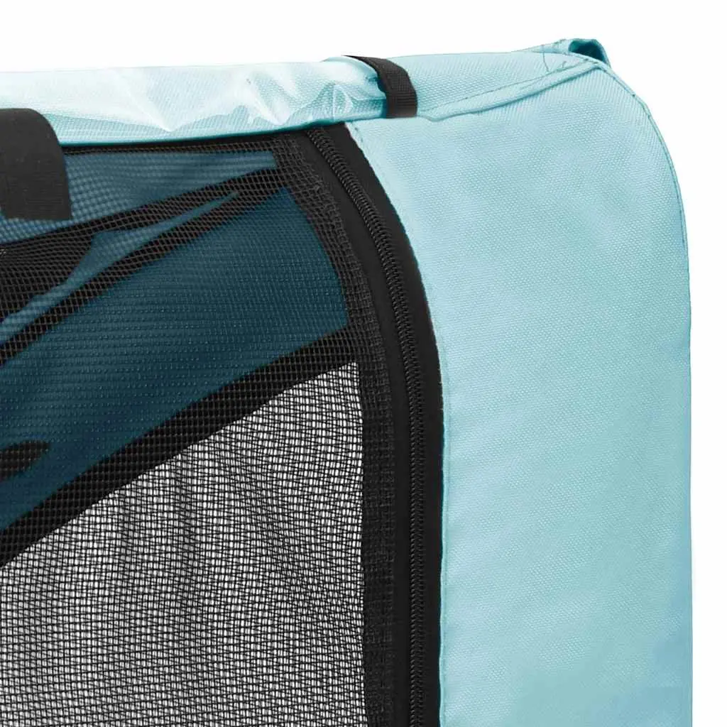 Pet Bike Trailer Blue Dog Cat Carrier Mesh Windows Folding Quick Release Hitch