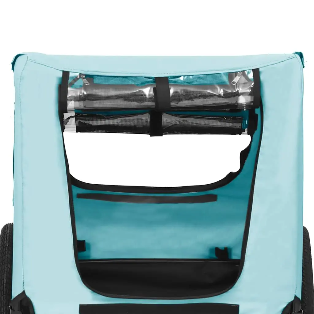 Pet Bike Trailer Blue Dog Cat Carrier Mesh Windows Folding Quick Release Hitch