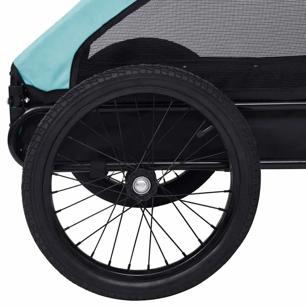 Pet Bike Trailer Blue Dog Cat Carrier Mesh Windows Folding Quick Release Hitch