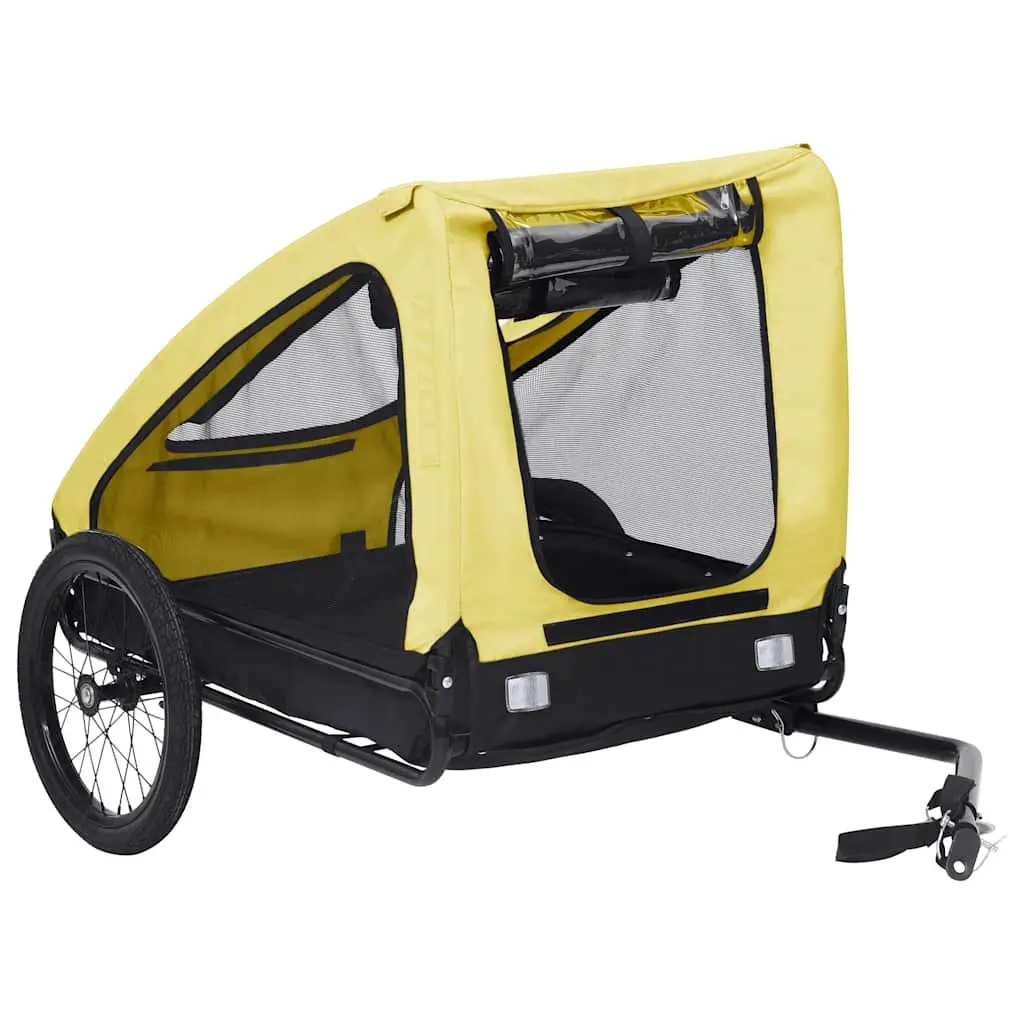 Pet Bike Trailer Steel Yellow Foldable Oxford Fabric