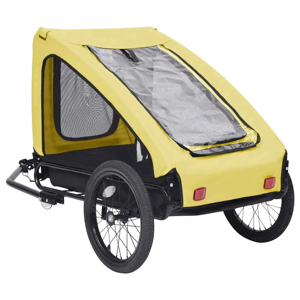 Pet Bike Trailer Steel Yellow Foldable Oxford Fabric