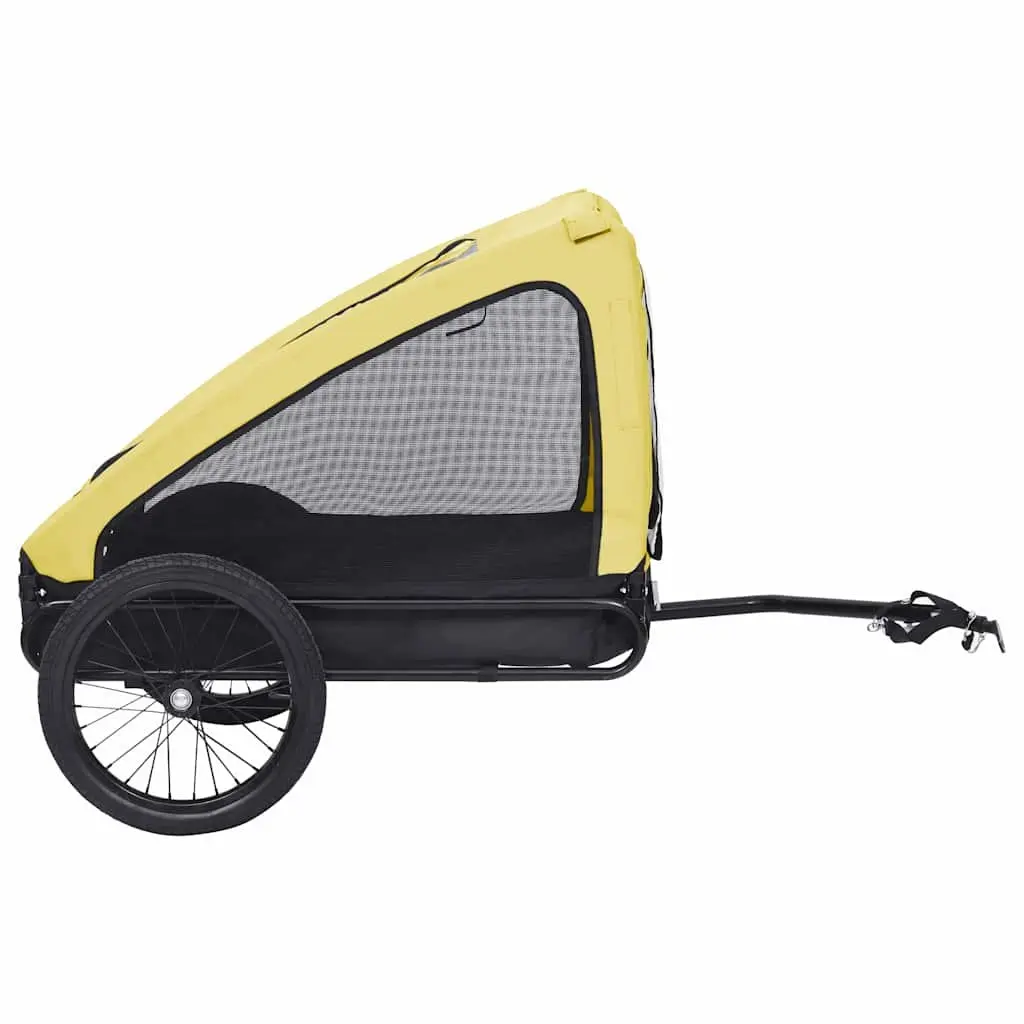 Pet Bike Trailer Steel Yellow Foldable Oxford Fabric