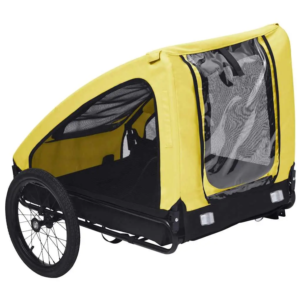Pet Bike Trailer Steel Yellow Foldable Oxford Fabric
