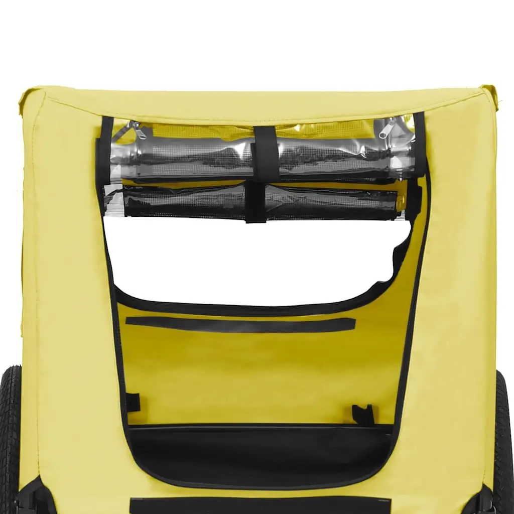 Pet Bike Trailer Steel Yellow Foldable Oxford Fabric
